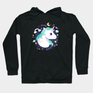 Cute unicorn with pastel color frame Hoodie